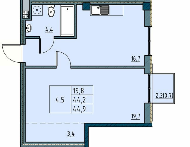 1-кімнатна 44.9 м² в ЖК Простір на Рішельєвській від 44 000 грн/м², Одеса