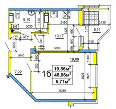 1-кімнатна 48.06 м² в ЖК на вул. Сержанта Жужоми,1 від 18 500 грн/м², Черкаси