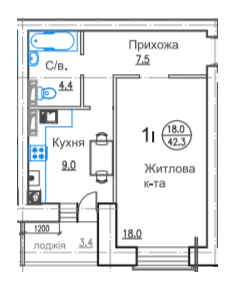 1-кімнатна 42.3 м² в ЖК Горизонт від 17 500 грн/м², м. Біла Церква