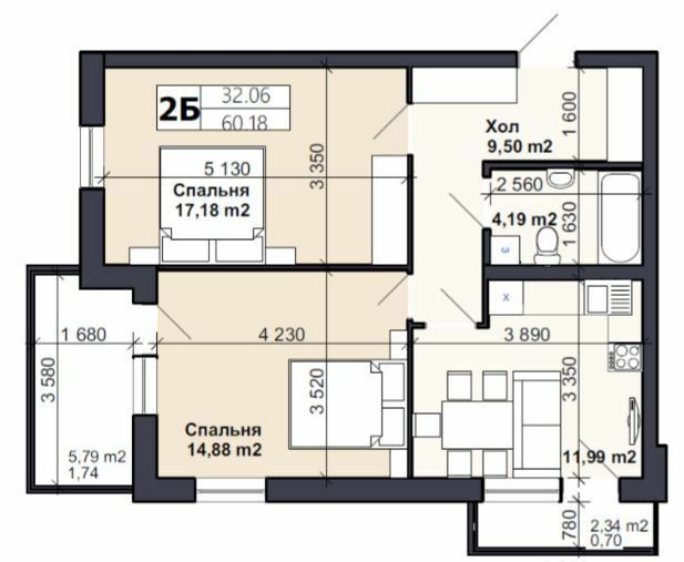 2-комнатная 60.18 м² в ЖК Именно Тот от 13 500 грн/м², пгт Немешаево