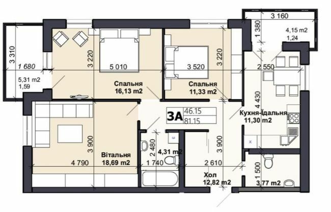 3-кімнатна 81.15 м² в ЖК Саме Той від 13 500 грн/м², смт Немешаєве