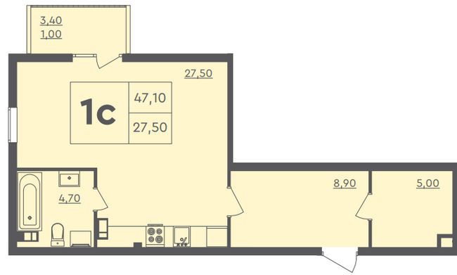 1-кімнатна 47.1 м² в ЖК Scandia від 22 000 грн/м², м. Бровари