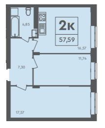 2-кімнатна 57.59 м² в ЖК Scandia від 17 000 грн/м², м. Бровари