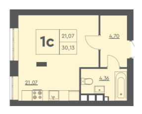 1-кімнатна 30.13 м² в ЖК Scandia від 21 500 грн/м², м. Бровари