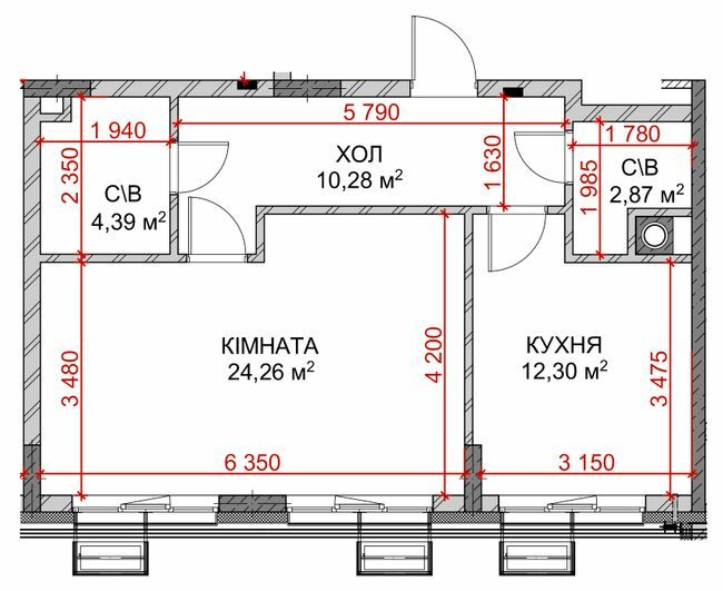 2-кімнатна 53.2 м² в ЖК Riverside від 28 500 грн/м², с. Погреби