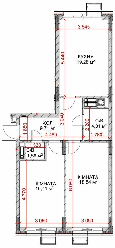 2-комнатная 68.4 м² в ЖК Riverside от 32 300 грн/м², с. Погребы