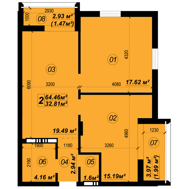 2-кімнатна 64.46 м² в ЖК Verba від 21 500 грн/м², смт Глеваха