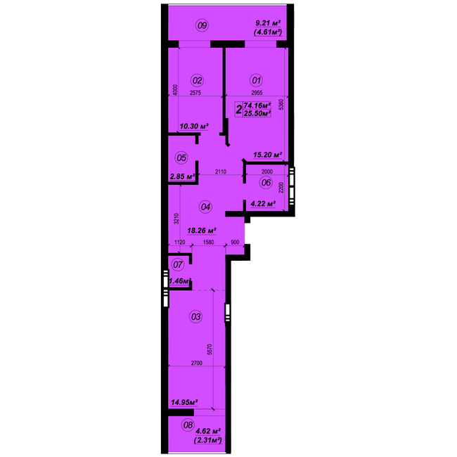 2-кімнатна 74.16 м² в ЖК Verba від 23 000 грн/м², смт Глеваха