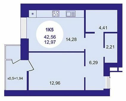 1-комнатная 42.56 м² в ЖК Атмосфера от 27 100 грн/м², г. Вишневое