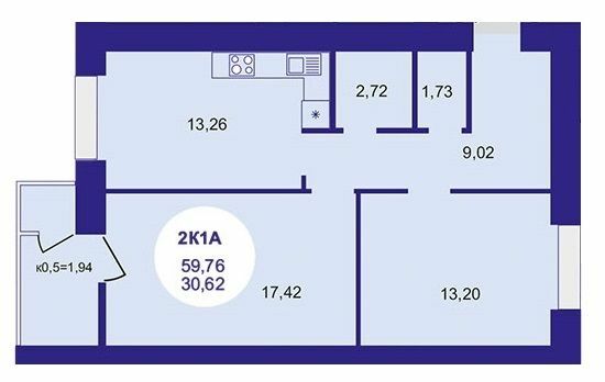 2-комнатная 59.76 м² в ЖК Атмосфера от 25 050 грн/м², г. Вишневое