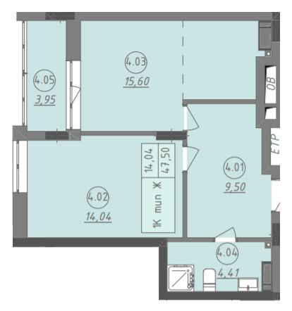 1-комнатная 47.5 м² в ЖК Променада от 25 200 грн/м², г. Вишневое