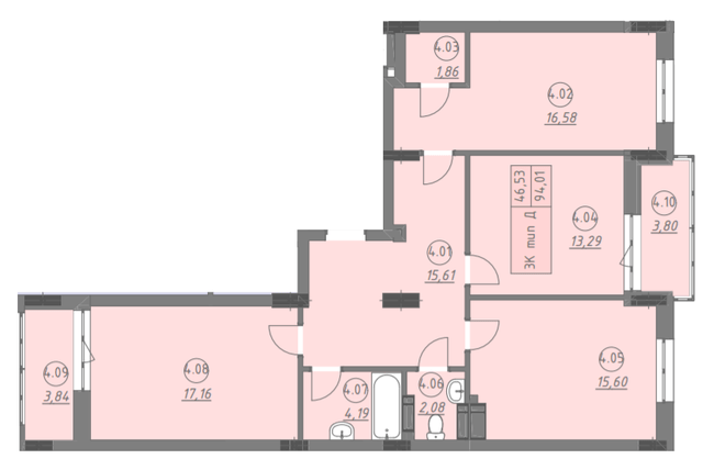 3-комнатная 94.01 м² в ЖК Променада от 24 200 грн/м², г. Вишневое