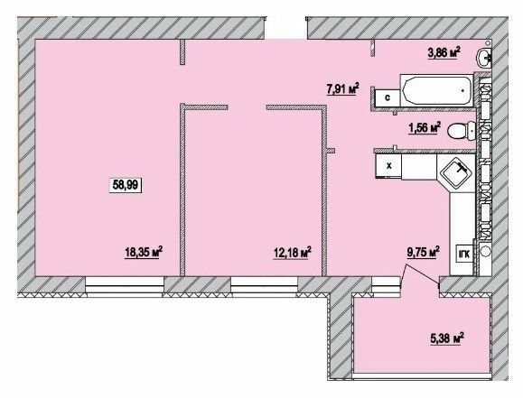 2-комнатная 55 м² в ЖК Сады Вишневые от 27 000 грн/м², г. Вишневое