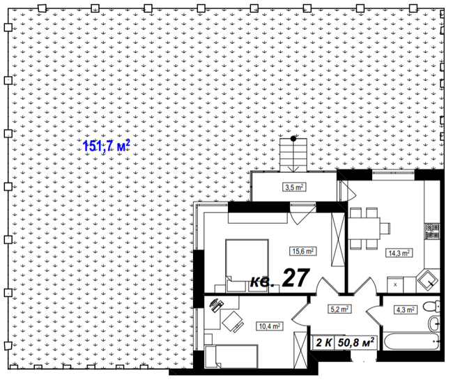 2-комнатная 50.8 м² в ЖК Амстердам от 18 250 грн/м², с. Белогородка
