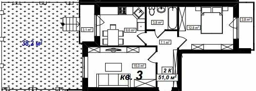 2-комнатная 51 м² в ЖК Амстердам от 18 250 грн/м², с. Белогородка