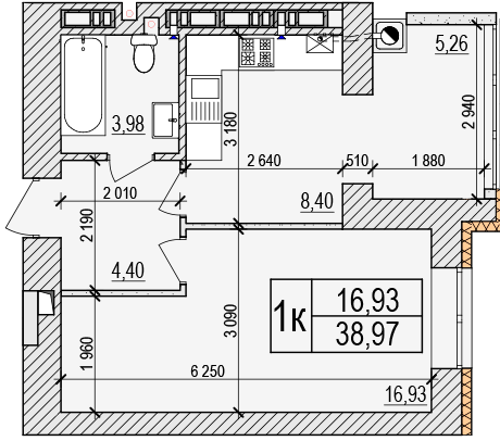 1-комнатная 38.97 м² в ЖК AGAM от 30 000 грн/м², с. Крюковщина