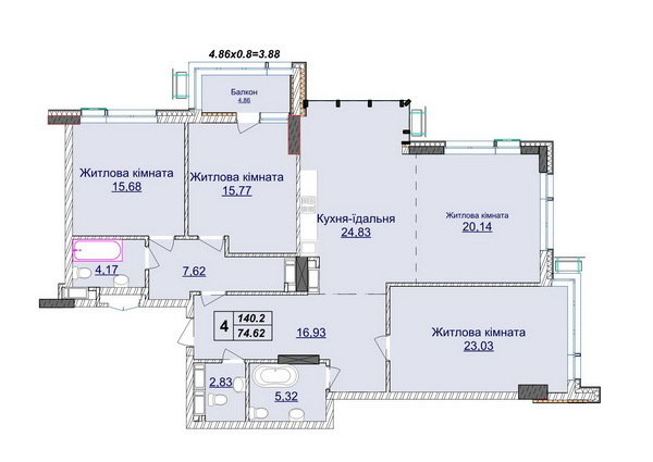 4-кімнатна 140.2 м² в ЖК Новопечерські Липки від 73 670 грн/м², Київ