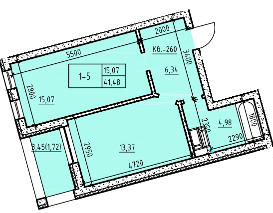 1-комнатная 41.48 м² в ЖК Paradise Avenue от 27 000 грн/м², с. Крюковщина