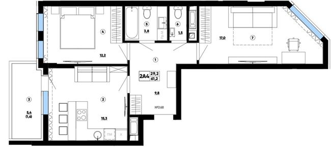 2-кімнатна 61.2 м² в ЖК Paradise Avenue від 28 000 грн/м², с. Крюківщина