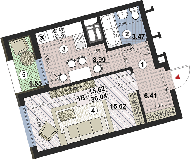 1-комнатная 36.04 м² в ЖК Paradise Avenue от 31 000 грн/м², с. Крюковщина