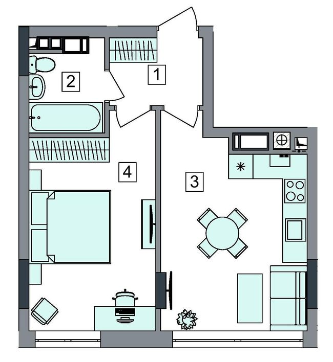 1-кімнатна 39.67 м² в ЖК Евромісто-2 від 27 000 грн/м², с. Крюківщина