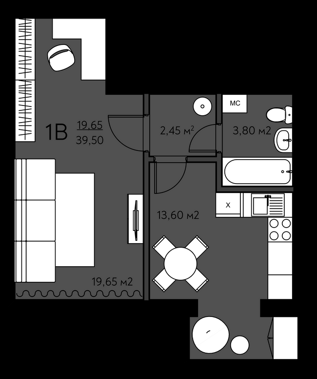 1-комнатная 39.5 м² в ЖК Молодежный городок от 24 000 грн/м², с. Крюковщина