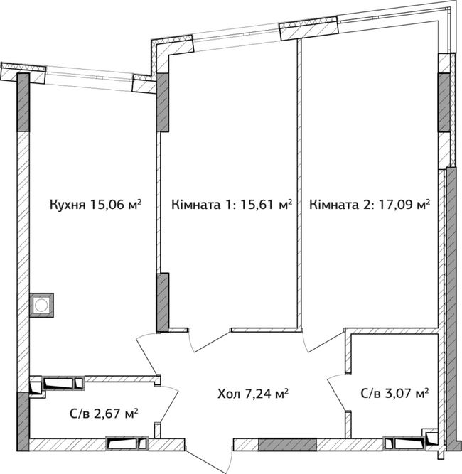 2-комнатная 63.6 м² в ЖК Синергия 3+ от 21 300 грн/м², г. Ирпень