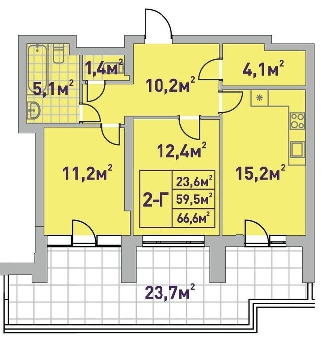 2-комнатная 66.6 м² в ЖК Центральный-2 от 27 450 грн/м², г. Ирпень