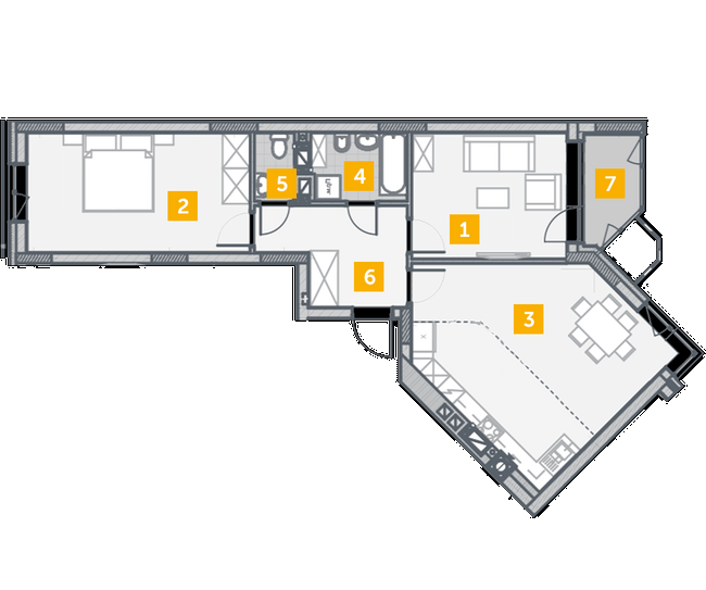 2-комнатная 73.06 м² в ЖК На Прорезной 2 от 23 400 грн/м², пгт Гостомель