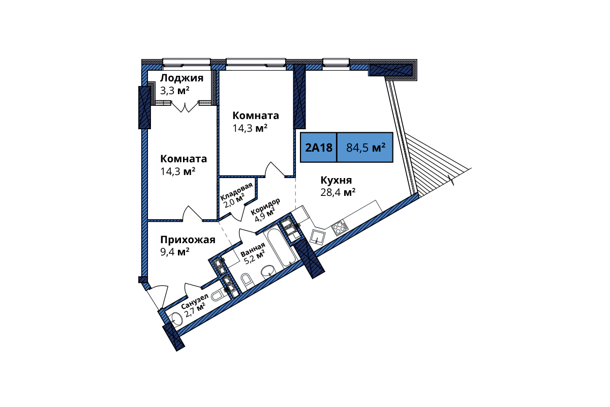 2-кімнатна 88.4 м² в ЖК Manhattan City від 46 573 грн/м², Київ