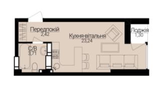 Студія 26.13 м² в ЖК Гостомель Residence від 23 000 грн/м², смт Гостомель