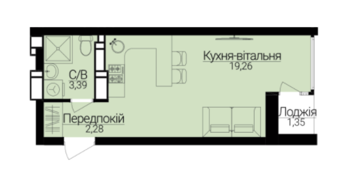 Студия 25.61 м² в ЖК Гостомель Residence от 24 000 грн/м², пгт Гостомель