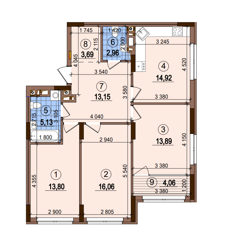 3-кімнатна 87.66 м² в ЖК Варшавський-2 від 25 050 грн/м², Київ