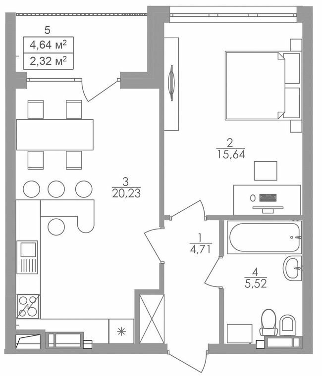 1-комнатная 48.42 м² в ЖК Greenville на Печерске от 59 550 грн/м², Киев