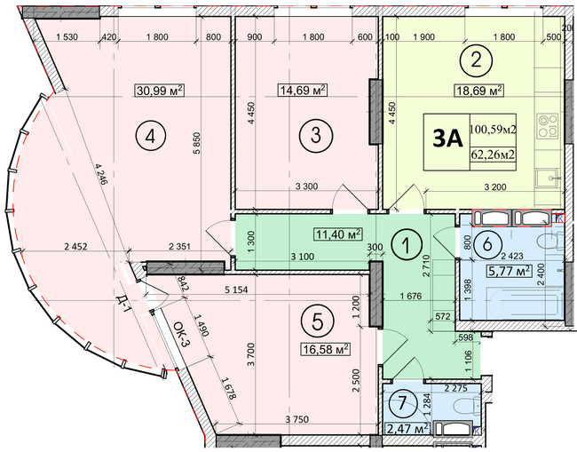 3-кімнатна 100.59 м² в ЖК Podil Plaza & Residence від 60 000 грн/м², Київ