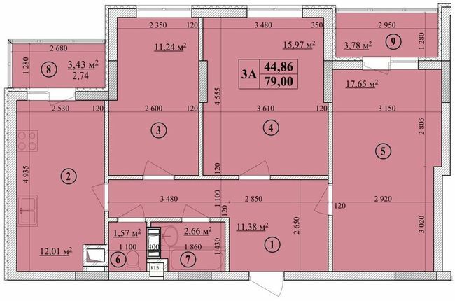 3-комнатная 79 м² в ЖК Дом на Волошина от 28 400 грн/м², Киев