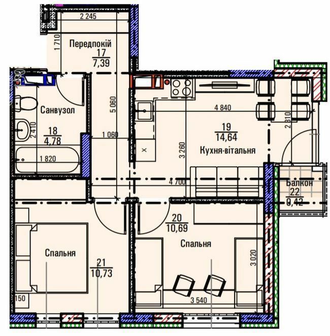 2-кімнатна 48.65 м² в ЖК Метрополія-2 від 37 000 грн/м², Київ