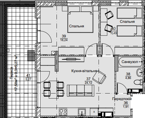 2-кімнатна 63.88 м² в ЖК Метрополія-2 від 37 000 грн/м², Київ