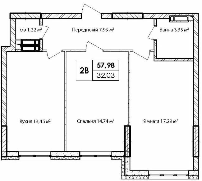 2-комнатная 58.98 м² в ЖК Синергия Киев от 28 850 грн/м², Киев