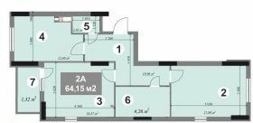 2-комнатная 64.15 м² в ЖК Шевченковский квартал от 28 000 грн/м², Киев