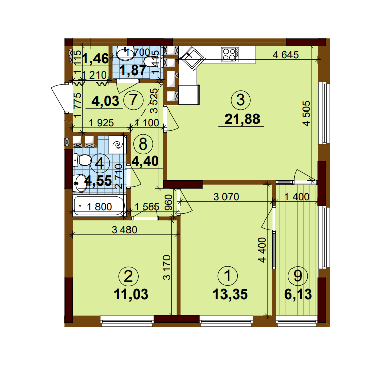 2-комнатная 68.7 м² в ЖК Варшавский Плюс от 25 544 грн/м², Киев