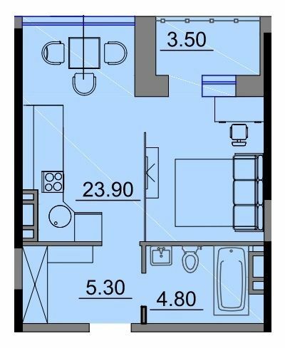 1-кімнатна 35.75 м² в Апарт-комплекс Times від 22 000 грн/м², Одеса