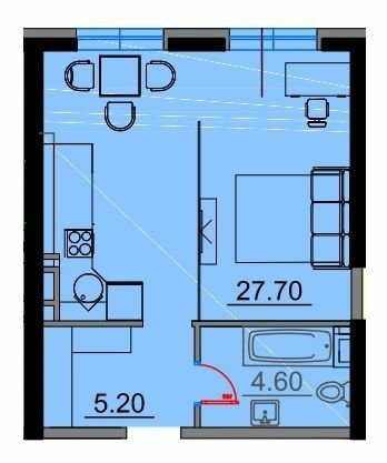 1-комнатная 37 м² в Апарт-комплекс Times от 22 000 грн/м², Одесса