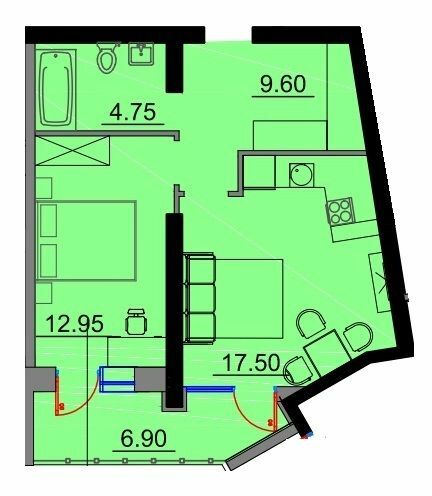 1-комнатная 48.25 м² в Апарт-комплекс Times от 22 000 грн/м², Одесса