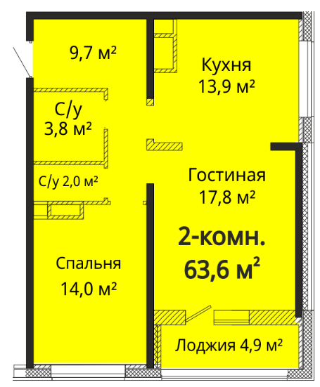 2-комнатная 63.6 м² в ЖК Альтаир 3 от 24 150 грн/м², Одесса