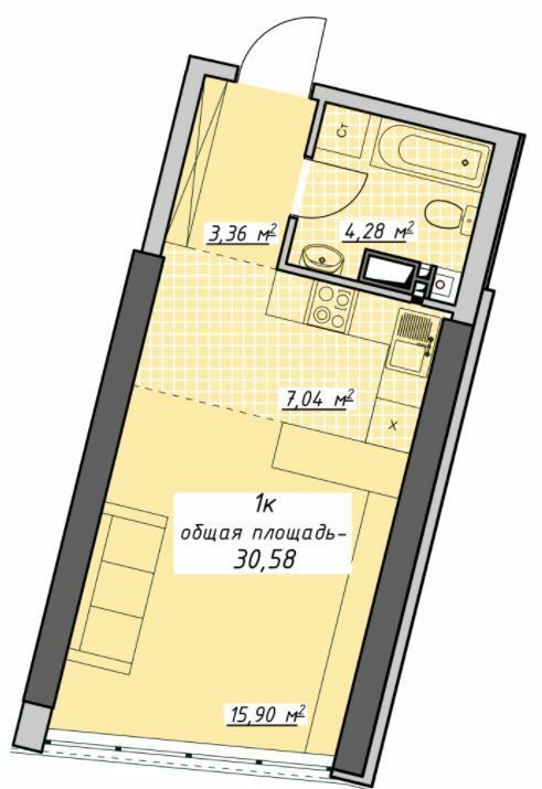 1-кімнатна 30.58 м² в ЖК Атмосфера від 28 400 грн/м², Одеса