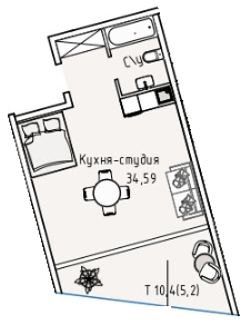 Студия 39.79 м² в ЖК Пространство на Аркадийской аллее от 59 450 грн/м², Одесса