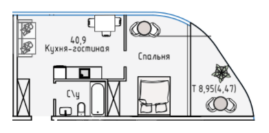 1-комнатная 46.17 м² в ЖК Пространство на Аркадийской аллее от 59 450 грн/м², Одесса