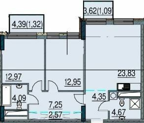 2-кімнатна 75.09 м² в ЖК Простір на Інглезі від 24 850 грн/м², Одеса