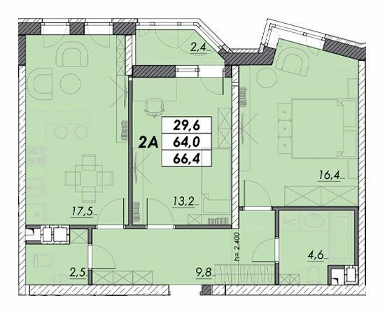 2-кімнатна 66.4 м² в ЖК Прохоровський квартал від 20 700 грн/м², Одеса